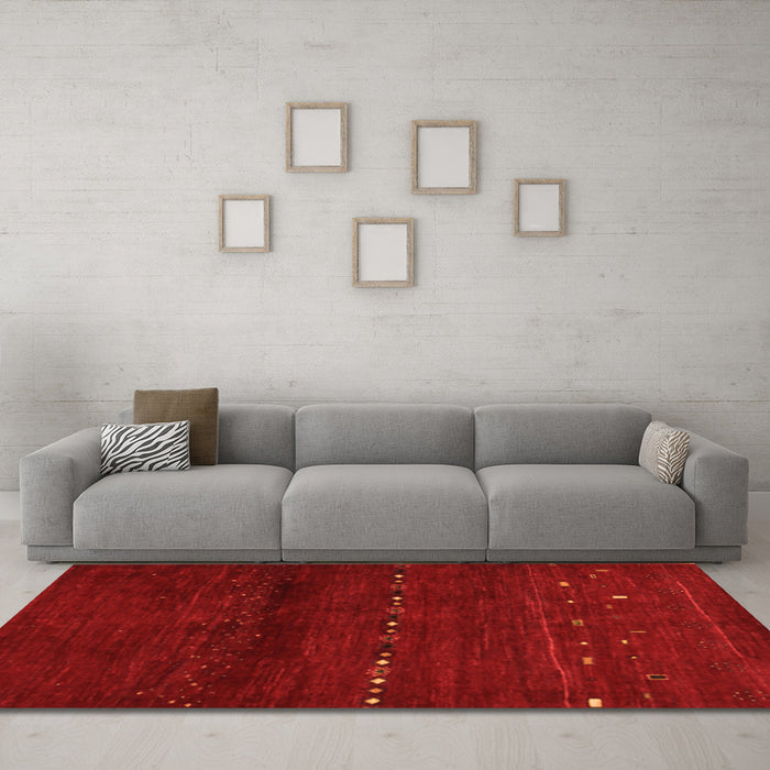 Machine Washable Abstract Orange Contemporary Area Rugs in a Living Room, wshcon1511org