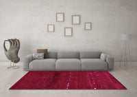 Machine Washable Abstract Pink Contemporary Rug, wshcon1511pnk