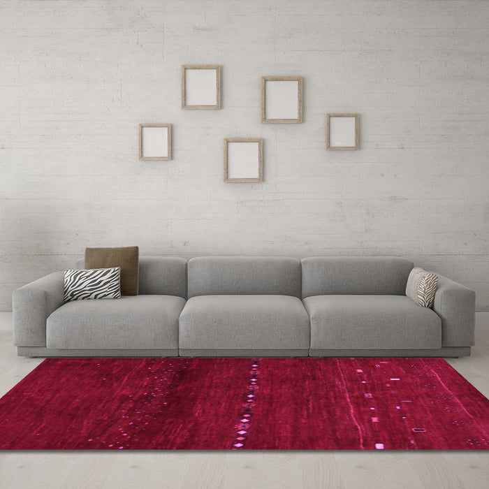 Machine Washable Abstract Pink Contemporary Rug in a Living Room, wshcon1511pnk