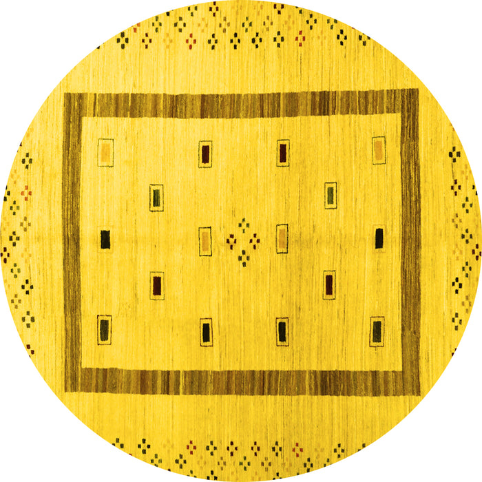 Round Solid Yellow Modern Rug, con1512yw