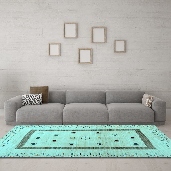 Machine Washable Solid Light Blue Modern Rug in a Living Room, wshcon1512lblu