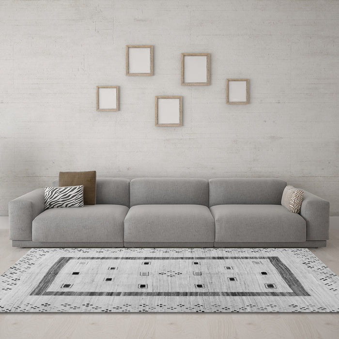 Machine Washable Solid Gray Modern Rug in a Living Room,, wshcon1512gry