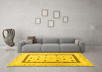 Machine Washable Solid Yellow Modern Rug, wshcon1512yw