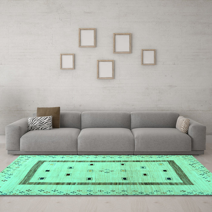 Machine Washable Solid Turquoise Modern Area Rugs in a Living Room,, wshcon1512turq