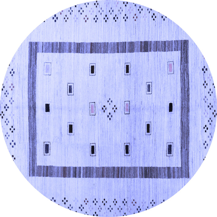 Round Machine Washable Solid Blue Modern Rug, wshcon1512blu