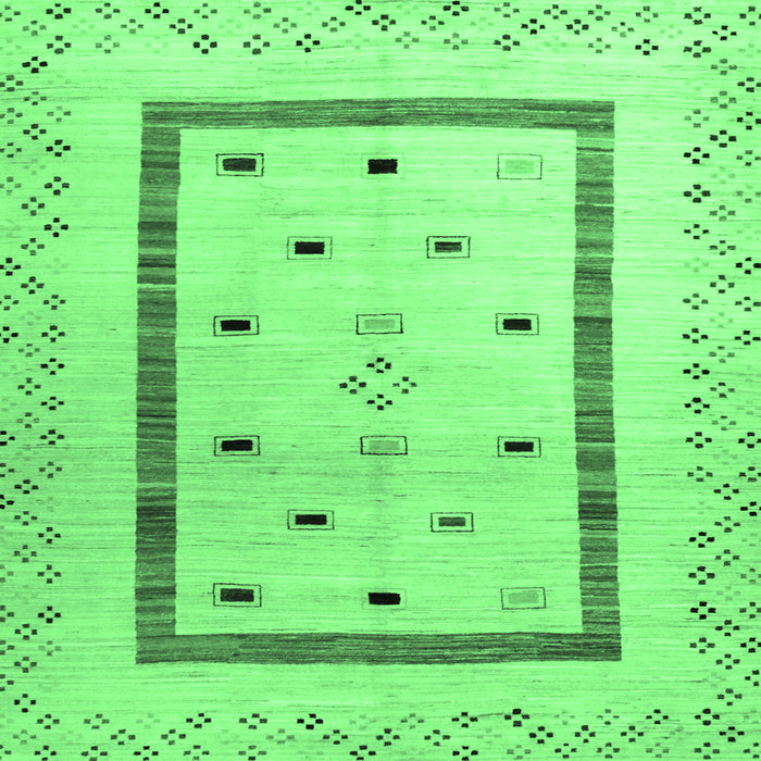 Square Machine Washable Solid Emerald Green Modern Area Rugs, wshcon1512emgrn