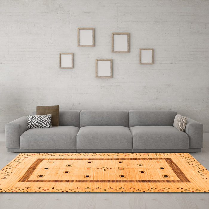 Machine Washable Solid Orange Modern Area Rugs in a Living Room, wshcon1512org
