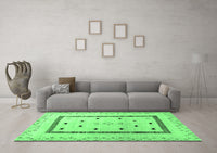 Machine Washable Solid Emerald Green Modern Rug, wshcon1512emgrn