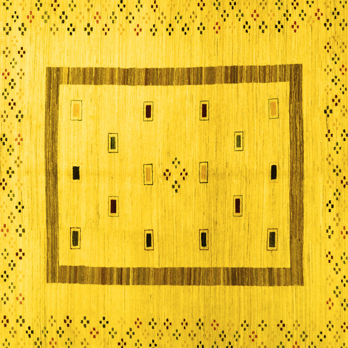 Square Machine Washable Solid Yellow Modern Rug, wshcon1512yw
