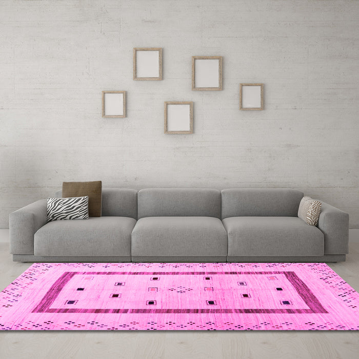 Machine Washable Solid Pink Modern Rug in a Living Room, wshcon1512pnk