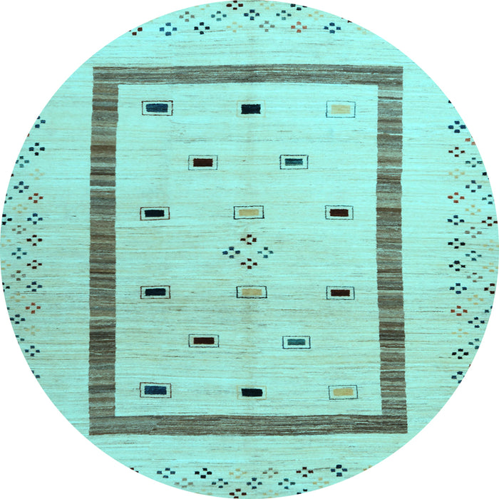 Round Solid Light Blue Modern Rug, con1512lblu