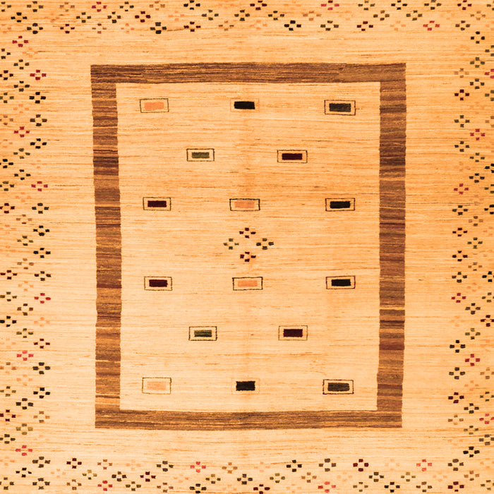 Round Machine Washable Solid Orange Modern Area Rugs, wshcon1512org