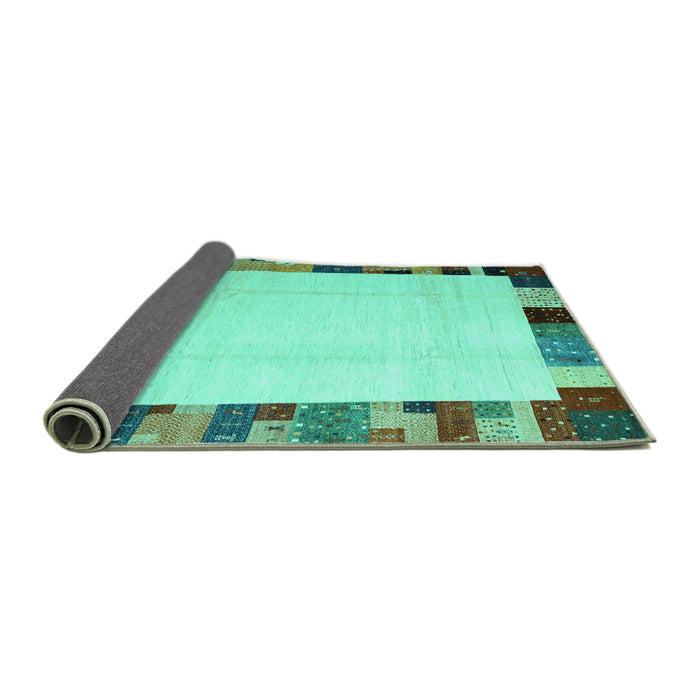 Sideview of Solid Turquoise Modern Rug, con1513turq
