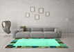 Machine Washable Solid Turquoise Modern Area Rugs in a Living Room,, wshcon1513turq