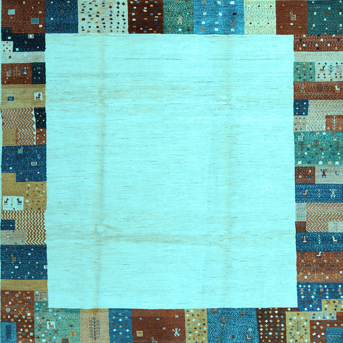 Square Machine Washable Solid Light Blue Modern Rug, wshcon1513lblu