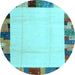 Round Solid Light Blue Modern Rug, con1513lblu