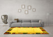 Machine Washable Solid Yellow Modern Rug in a Living Room, wshcon1513yw