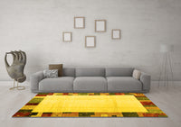 Machine Washable Solid Yellow Modern Rug, wshcon1513yw