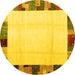 Round Solid Yellow Modern Rug, con1513yw