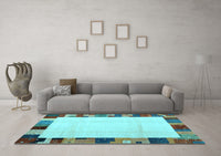 Machine Washable Solid Light Blue Modern Rug, wshcon1513lblu