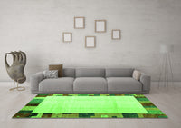 Machine Washable Solid Green Modern Rug, wshcon1513grn