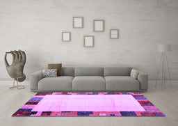 Machine Washable Solid Purple Modern Area Rugs in a Living Room, wshcon1513pur