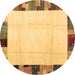 Round Solid Brown Modern Rug, con1513brn