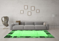 Machine Washable Solid Emerald Green Modern Rug, wshcon1513emgrn