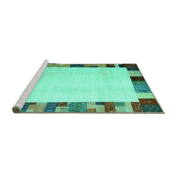 Sideview of Machine Washable Solid Turquoise Modern Area Rugs, wshcon1513turq