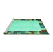 Sideview of Machine Washable Solid Turquoise Modern Area Rugs, wshcon1513turq