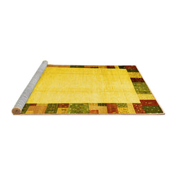 Sideview of Machine Washable Solid Yellow Modern Rug, wshcon1513yw