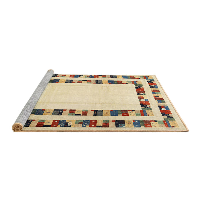 Serging Thickness of Machine Washable Contemporary Sun Yellow Rug, wshcon1514