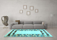 Machine Washable Solid Light Blue Modern Rug, wshcon1514lblu