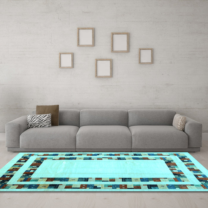 Machine Washable Solid Light Blue Modern Rug in a Living Room, wshcon1514lblu