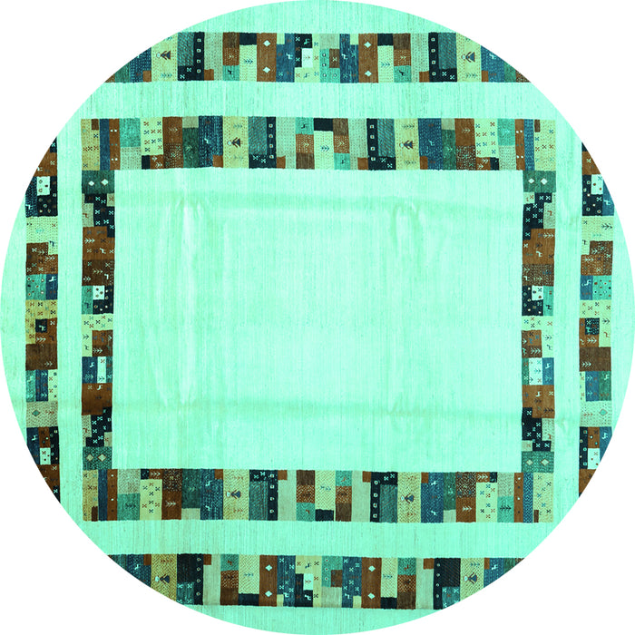 Round Solid Turquoise Modern Rug, con1514turq