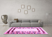 Machine Washable Solid Pink Modern Rug, wshcon1514pnk