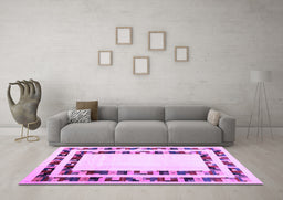 Machine Washable Solid Purple Modern Area Rugs in a Living Room, wshcon1514pur