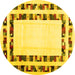 Round Solid Yellow Modern Rug, con1514yw