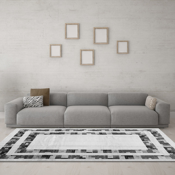 Machine Washable Solid Gray Modern Rug in a Living Room,, wshcon1514gry