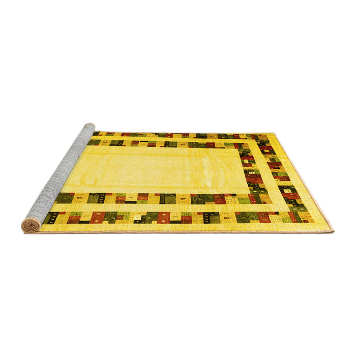 Sideview of Machine Washable Solid Yellow Modern Rug, wshcon1514yw