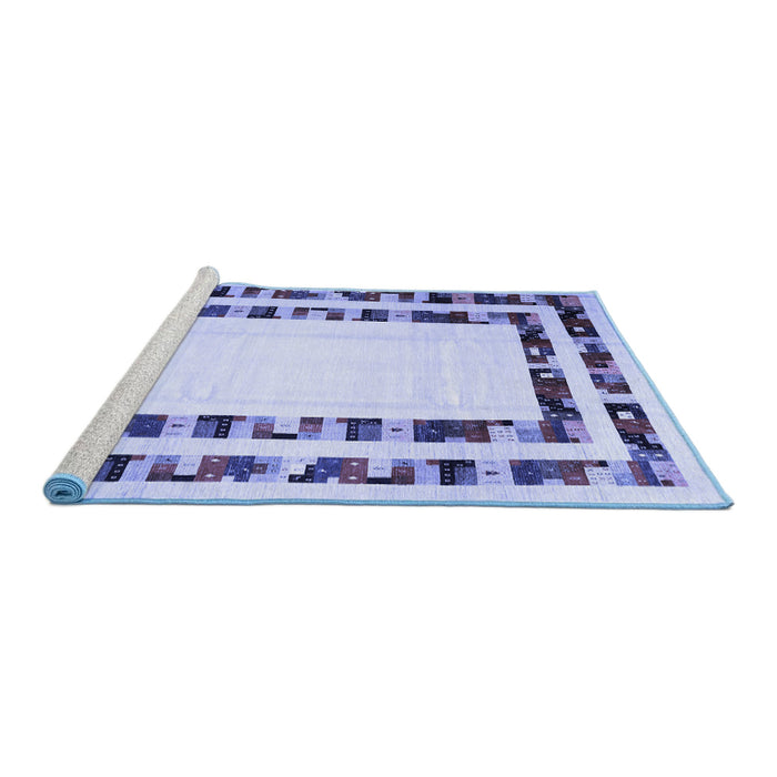 Sideview of Machine Washable Solid Blue Modern Rug, wshcon1514blu