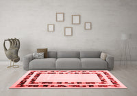 Machine Washable Solid Red Modern Rug, wshcon1514red
