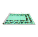 Sideview of Machine Washable Solid Turquoise Modern Area Rugs, wshcon1514turq