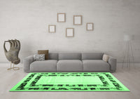 Machine Washable Solid Emerald Green Modern Rug, wshcon1514emgrn