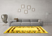 Machine Washable Solid Yellow Modern Rug in a Living Room, wshcon1514yw