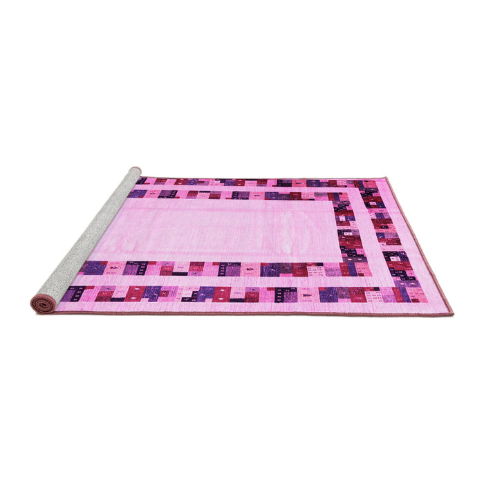 Sideview of Machine Washable Solid Pink Modern Rug, wshcon1514pnk