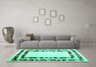 Machine Washable Solid Turquoise Modern Area Rugs in a Living Room,, wshcon1514turq