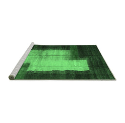 Sideview of Machine Washable Abstract Emerald Green Contemporary Area Rugs, wshcon1515emgrn