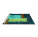 Sideview of Machine Washable Abstract Turquoise Contemporary Area Rugs, wshcon1515turq