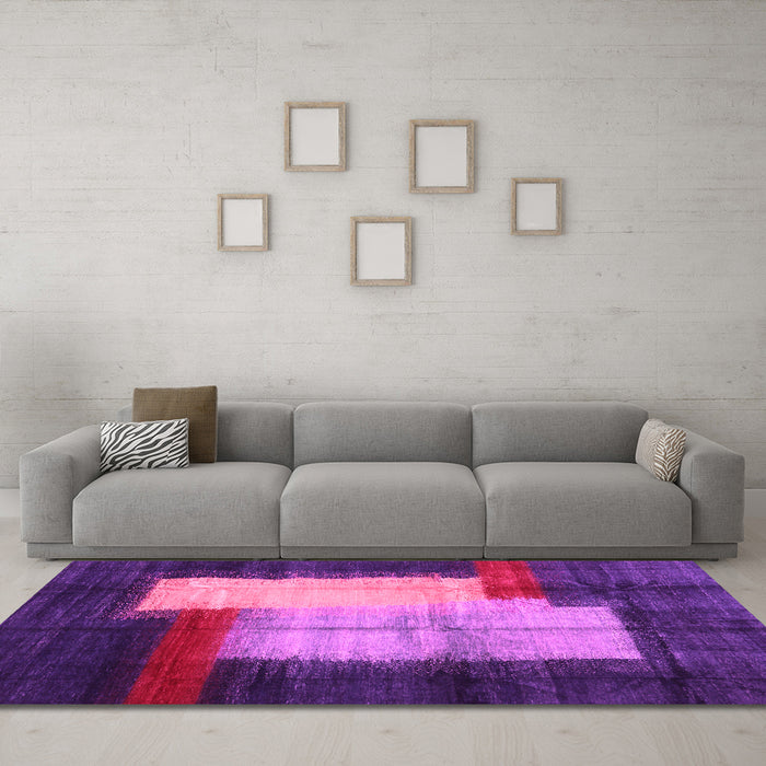 Machine Washable Abstract Pink Contemporary Rug in a Living Room, wshcon1515pnk